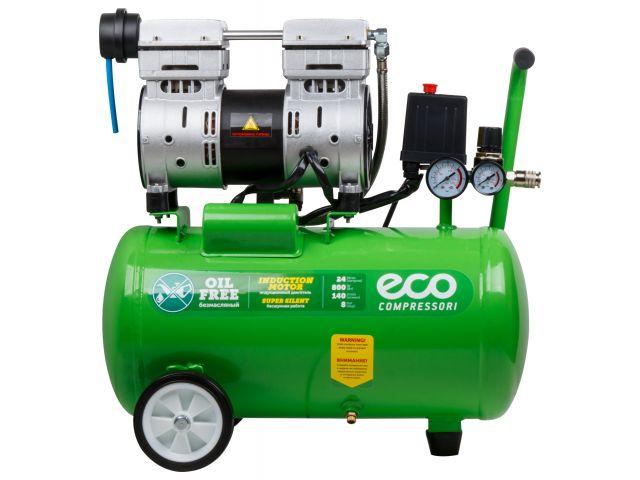 Компрессор ECO AE-25-OF1 (140 л/мин, 8 атм, коаксиальный, безмасляный, ресив. 24 л, 220 В, 0,8 кВт)