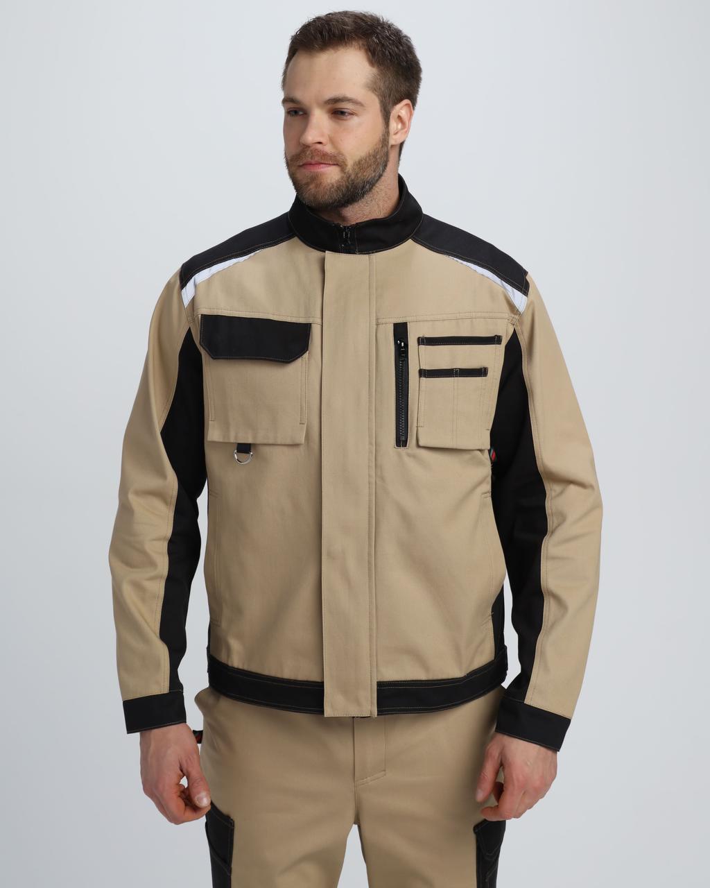 Куртка Милан CH (тк.Смесовая,260), бежевый/черный - фото 1 - id-p225122420