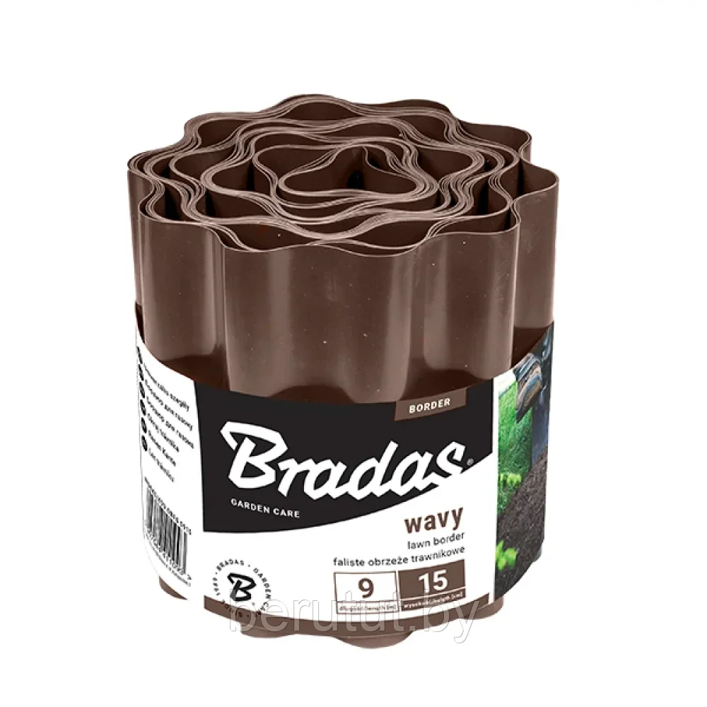 Бордюрная лента садовая газонная волнистая коричневая Bradas 9 м х 15 см - фото 1 - id-p225122741