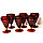 Рюмки (набор) из рубинового стекла с позолотой, винтаж, Чехословакия, Богемия, фото 5