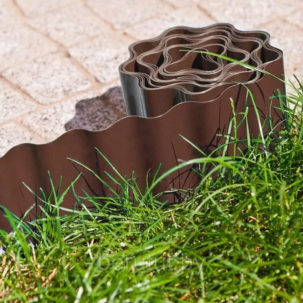 Бордюрная лента садовая газонная волнистая коричневая Bradas 9 м х 20 см - фото 2 - id-p225123198