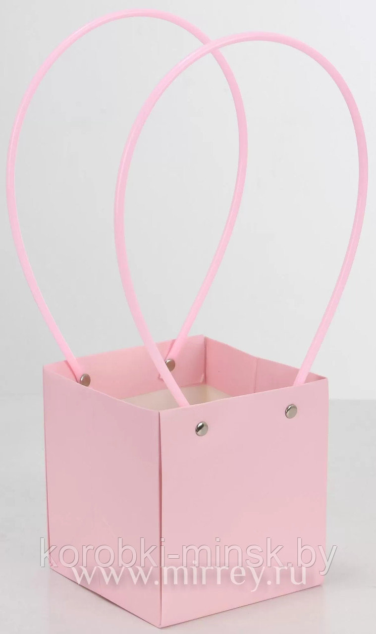 Пакет подарочный "Мастхэв"  12,5*11,5*12,5см (10 шт/уп)  квадратный Розовый