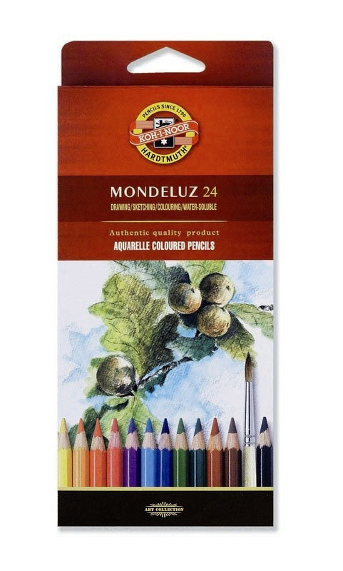 Набор высококачественных акварельных цветных карандашей Mondeluz, 24 цвета в картонной коробке