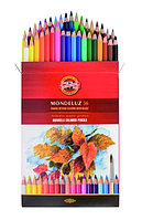 Набор высококачественных акварельных цветных карандашей Mondeluz, 36 цветов в картонной коробке
