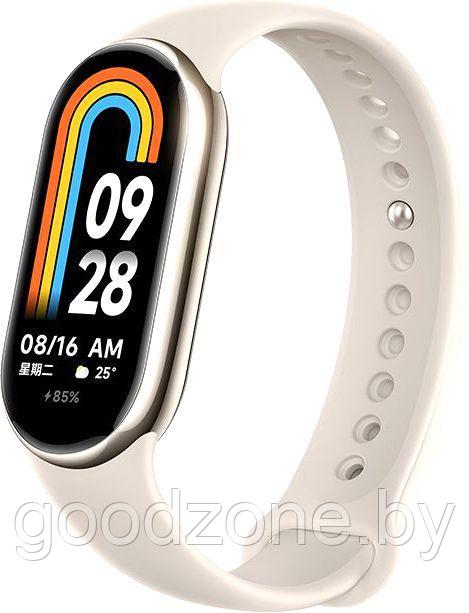 Фитнес-браслет Xiaomi Smart Band 8 (золотистый, с кремовым силиконовым ремешком, международная версия)