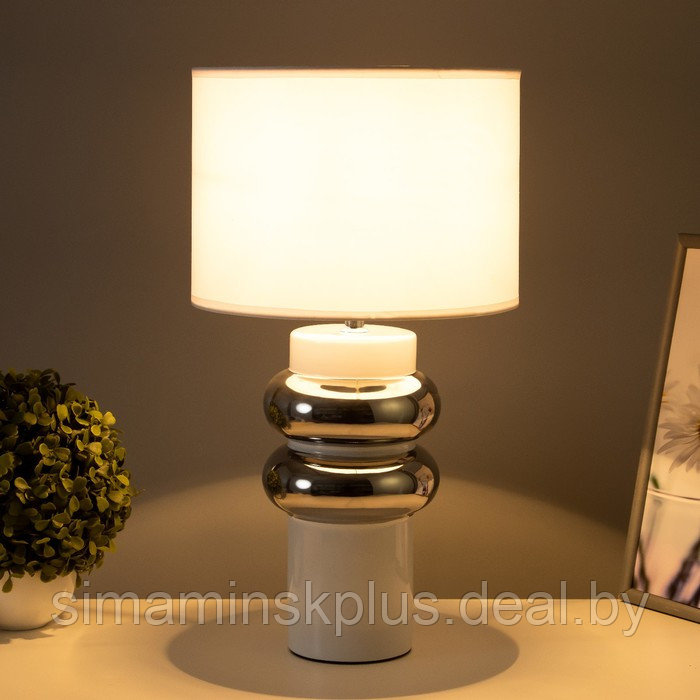 Настольная лампа "Ленди" Е27 40Вт бело-хромовый 25х25х46,5 см RISALUX - фото 2 - id-p225125156
