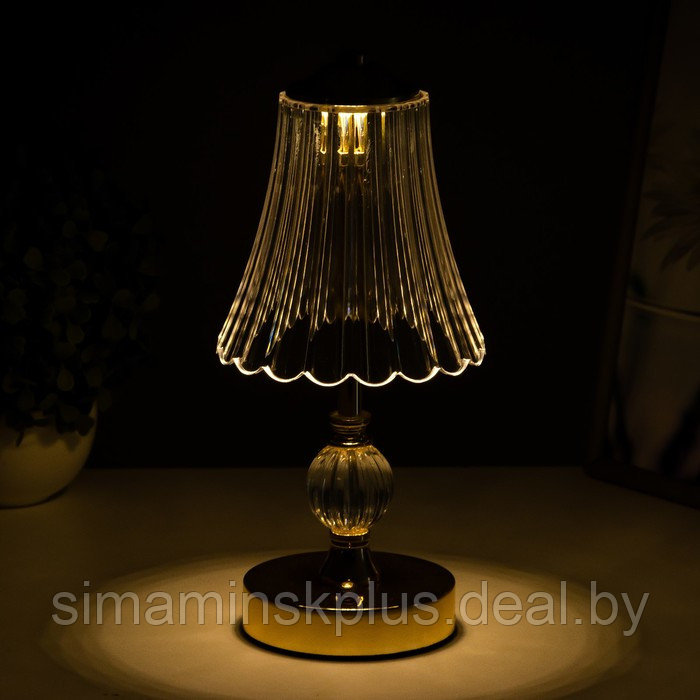 Настольная лампа сенсорная "Асфира" LED 10Вт АКБ золото 12х12х30 см - фото 4 - id-p225125159