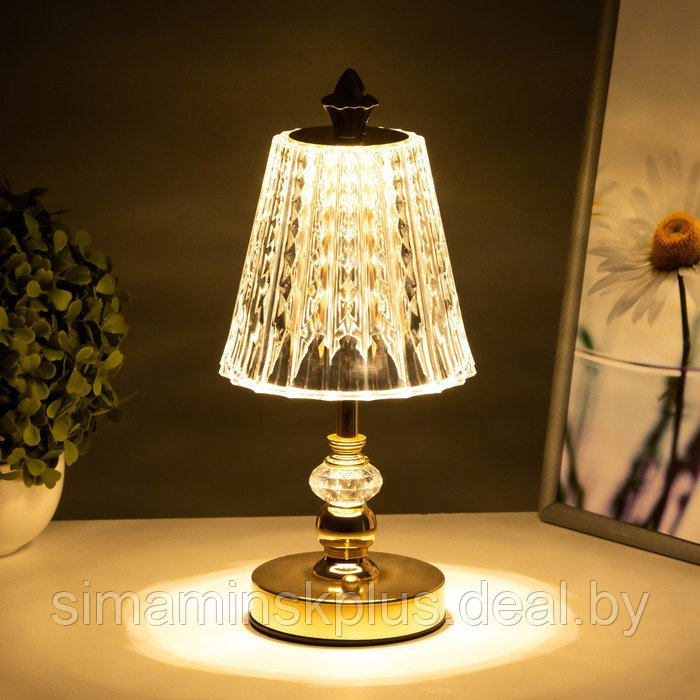 Настольная лампа сенсорная "Белла" LED 10Вт АКБ золото 12,5х12,5х31 см - фото 5 - id-p225125160