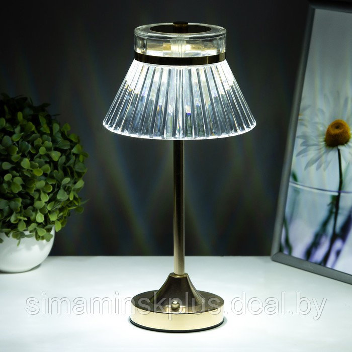 Настольная лампа сенсорная "Бианка" LED 10Вт АКБ золото 15х15х33 см - фото 3 - id-p225125161