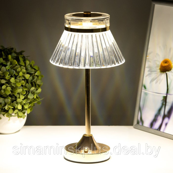 Настольная лампа сенсорная "Бианка" LED 10Вт АКБ золото 15х15х33 см - фото 4 - id-p225125161