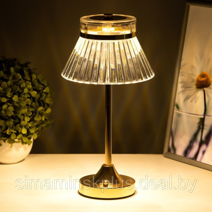 Настольная лампа сенсорная "Бианка" LED 10Вт АКБ золото 15х15х33 см - фото 5 - id-p225125161