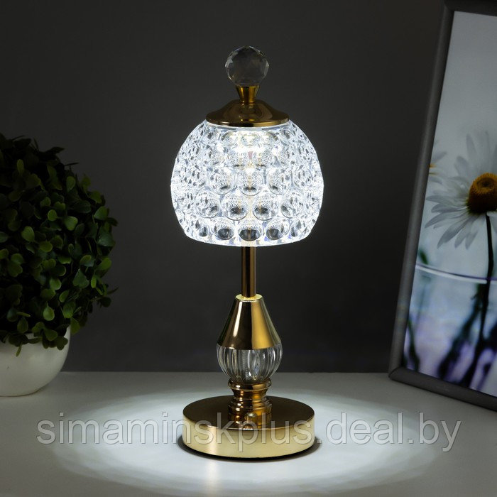 Настольная лампа сенсорная "Бейли" LED 10Вт АКБ золото 11х11х34,5 см - фото 3 - id-p225125163