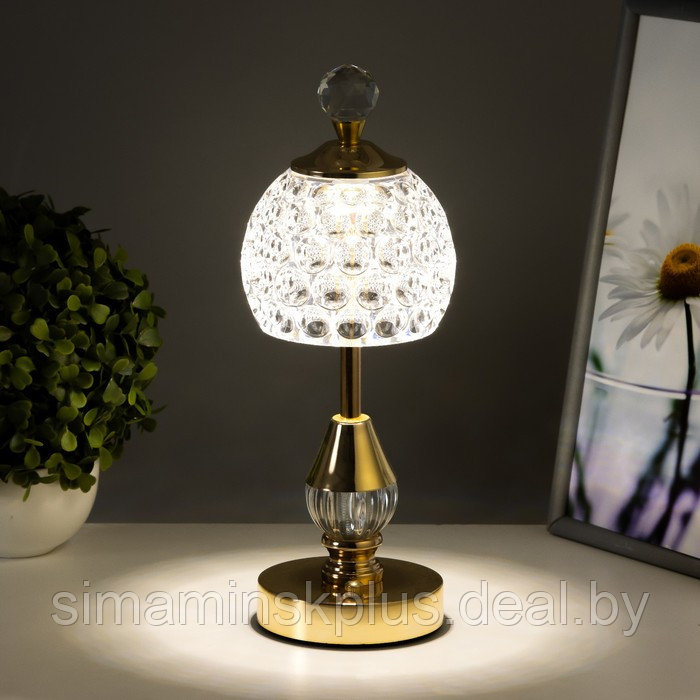Настольная лампа сенсорная "Бейли" LED 10Вт АКБ золото 11х11х34,5 см - фото 4 - id-p225125163