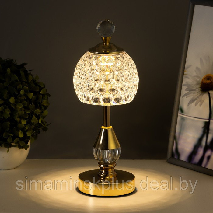 Настольная лампа сенсорная "Бейли" LED 10Вт АКБ золото 11х11х34,5 см - фото 5 - id-p225125163