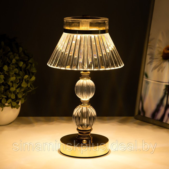 Настольная лампа сенсорная "Гела" LED 10Вт АКБ золото 15х15х30 см - фото 5 - id-p225125165