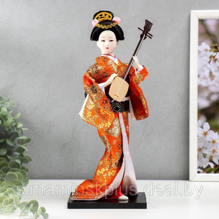 Кукла коллекционная "Гейша с музыкальным инструментом" 32х12,5х12,5 см - фото 1 - id-p225125325