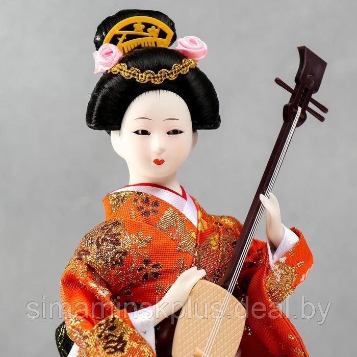 Кукла коллекционная "Гейша с музыкальным инструментом" 32х12,5х12,5 см - фото 5 - id-p225125325