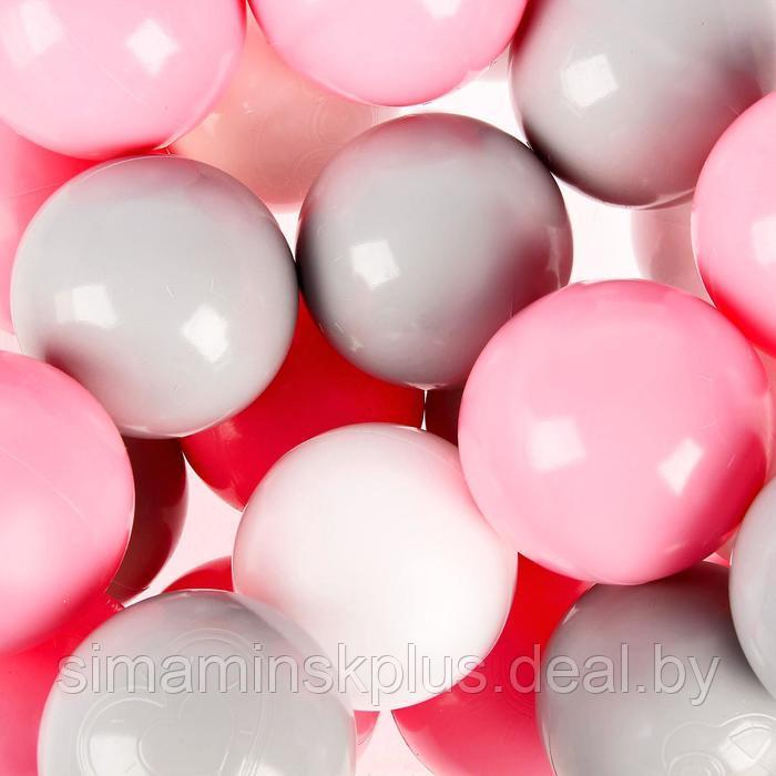 Шарики для сухого бассейна с рисунком, диаметр шара 7,5 см, набор 150 штук, цвет розовый, белый, серый - фото 2 - id-p225125860