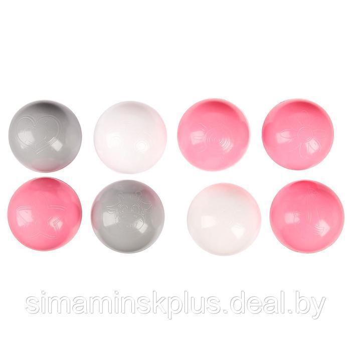 Шарики для сухого бассейна с рисунком, диаметр шара 7,5 см, набор 150 штук, цвет розовый, белый, серый - фото 3 - id-p225125860