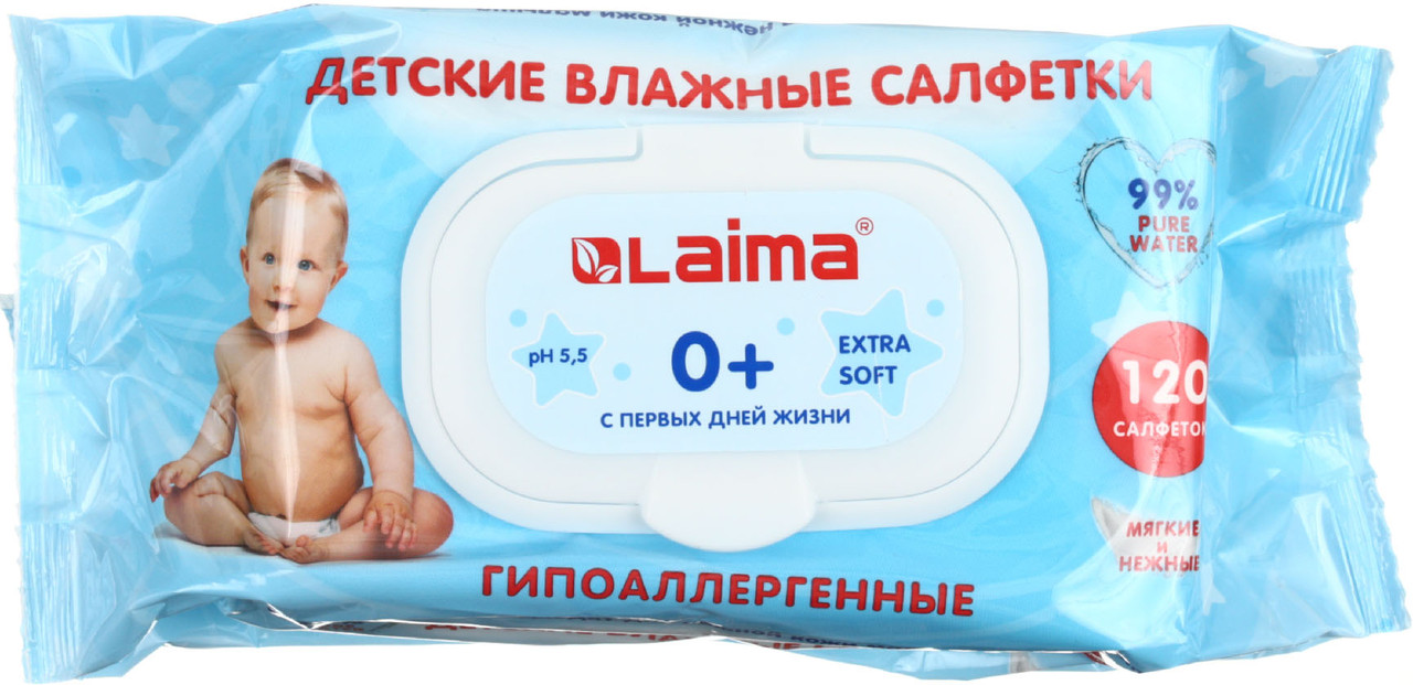 Салфетки влажные детские Laima 120 шт., гипоаллергенные - фото 2 - id-p225035368