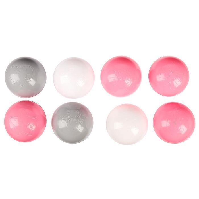 Шарики для сухого бассейна с рисунком, диаметр шара 7,5 см, набор 150 штук, цвет розовый, белый, серый - фото 3 - id-p225126185