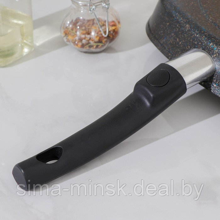 Сковорода-гриль Granit ultra, 26×26 см, съёмная ручка, стеклянная крышка, антипригарное покрытие, цвет чёрный - фото 6 - id-p225126278