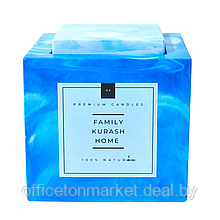 Свеча декоративная "Family Kurash Home Куб", ароматизированная, голубой
