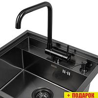 Кухонная мойка ARFEKA ECO AR 520*490, дозатор Gun Black