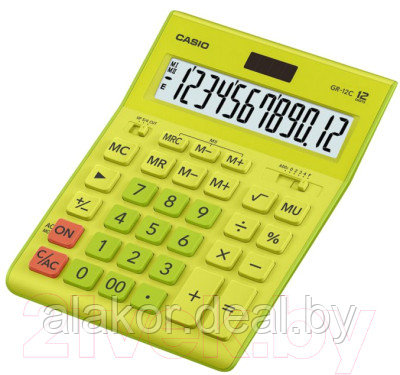Калькулятор настольный CASIO "GR-12", 12-разрядный, 209x155x35 мм, салатовый