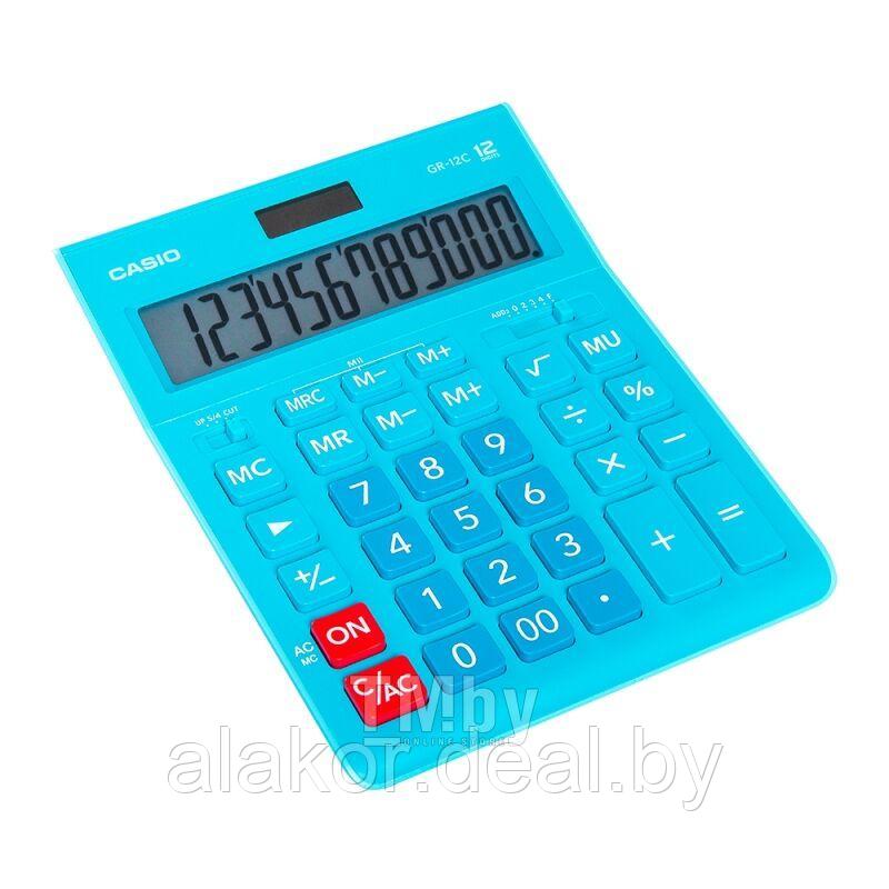 Калькулятор настольный CASIO "GR-12", 12-разрядный, 209x155x35 мм, голубой