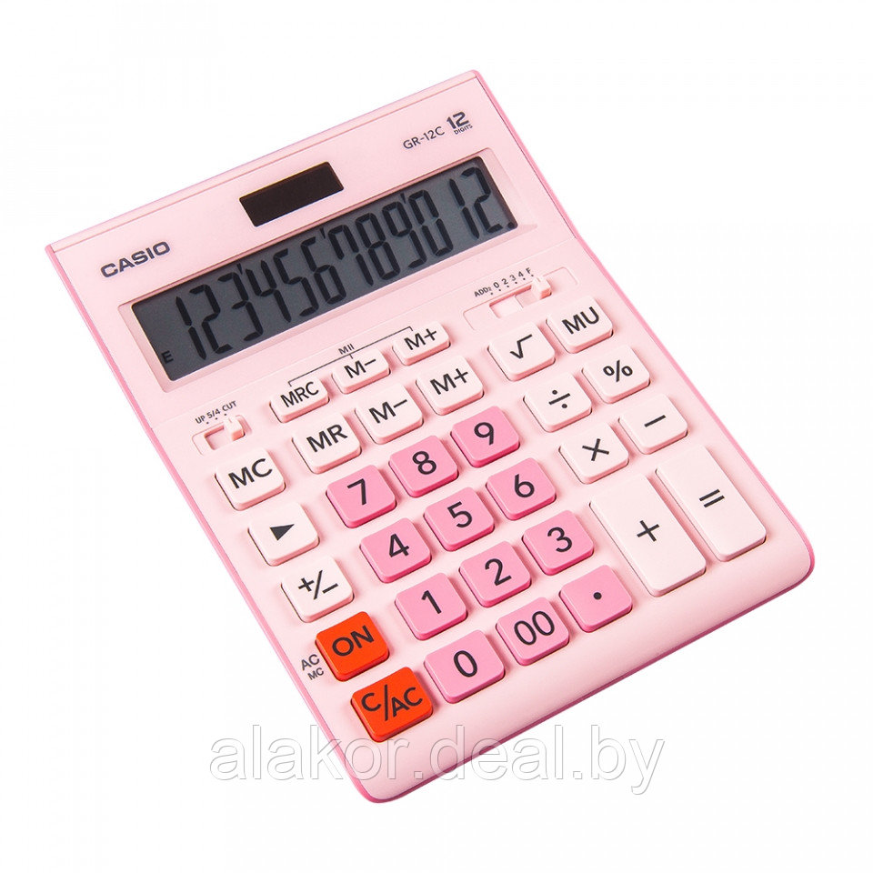 Калькулятор настольный CASIO "GR-12", 12-разрядный, 209x155x35 мм, розовый