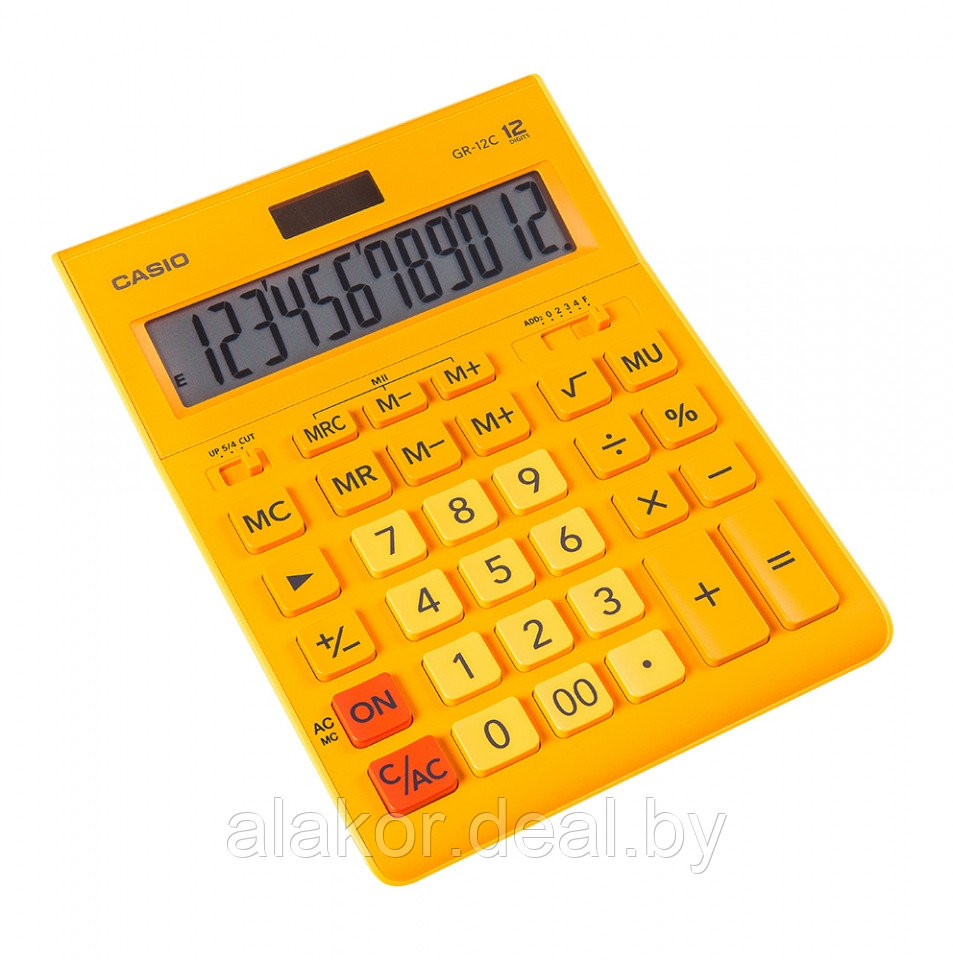 Калькулятор настольный CASIO "GR-12", 12-разрядный, 209x155x35 мм, оранжевый