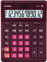 Калькулятор настольный CASIO "GR-12", 12-разрядный, 209x155x35 мм, бордовый
