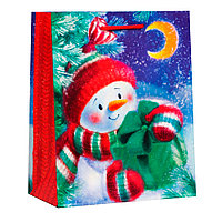 Пакет подарочный "Снеговик с подарком", 18x10x(h)22,3см СимаГлобал  7292527