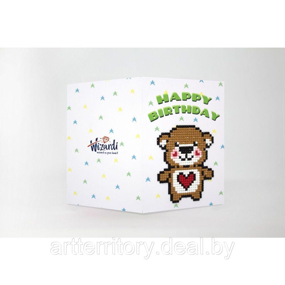 Открытка со стразами "Happy Birthday (Teddy Bear)" - фото 1 - id-p225140825