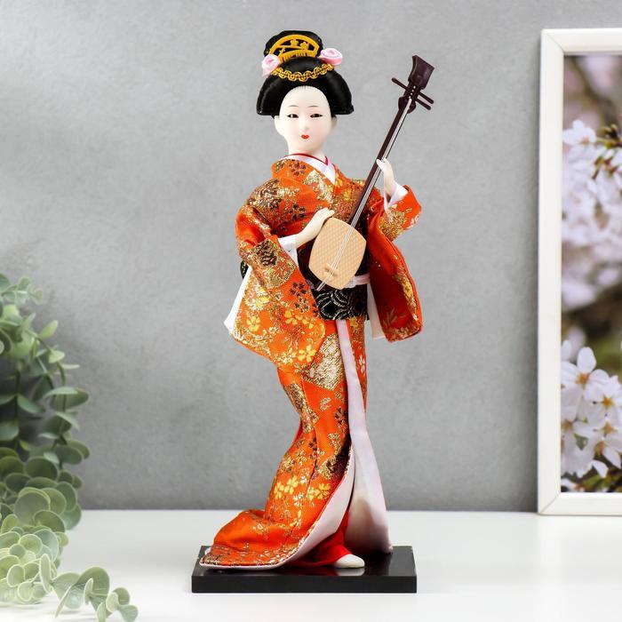 Кукла коллекционная "Гейша с музыкальным инструментом" 32х12,5х12,5 см - фото 1 - id-p225141225