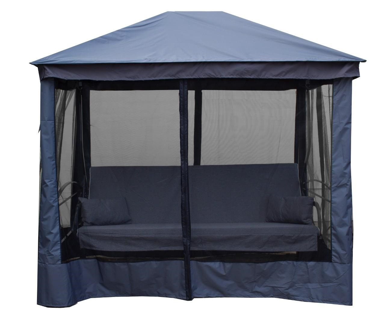 Садовые качели шатер МебельСад Сиеста (графит), 4-х местные, с москитной сеткой, нагрузка 380 кг - фото 2 - id-p225141274