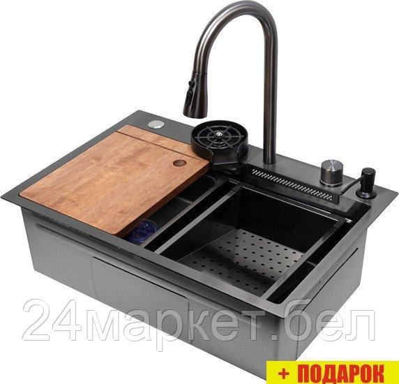 Кухонная мойка ARFEKA ECO AR 680*450 Black PVD Nano - фото 1 - id-p225141476