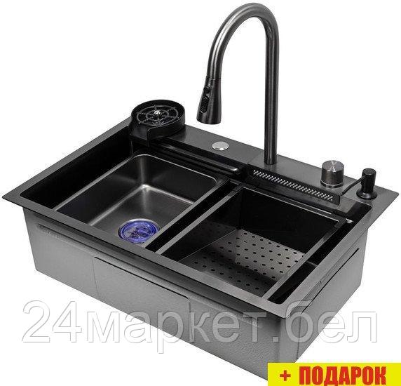 Кухонная мойка ARFEKA ECO AR 680*450 Black PVD Nano - фото 2 - id-p225141476