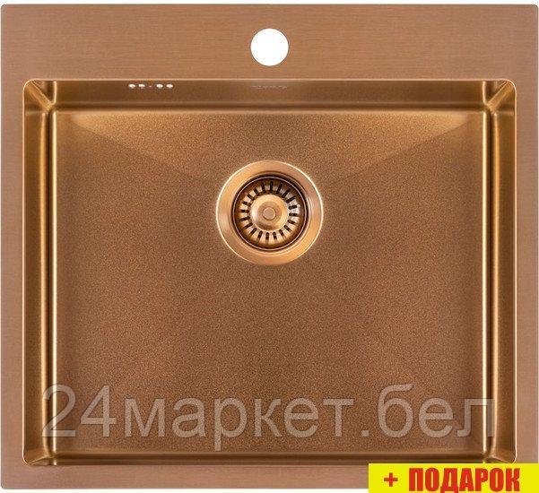 Кухонная мойка ZorG ZRN 5055 Nano PVD Gold Rosy + cмеситель ZorG ZRN 980144 Gold Rosy - фото 2 - id-p225141512