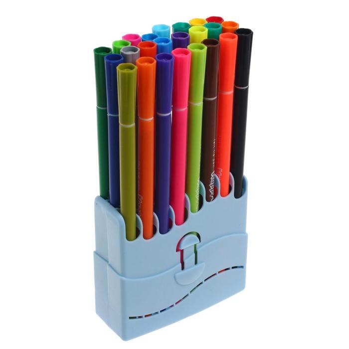 Фломастеры 24 цвета HappyColor, на водной основе, в пластиковом пенале, МИКС - фото 7 - id-p225141857