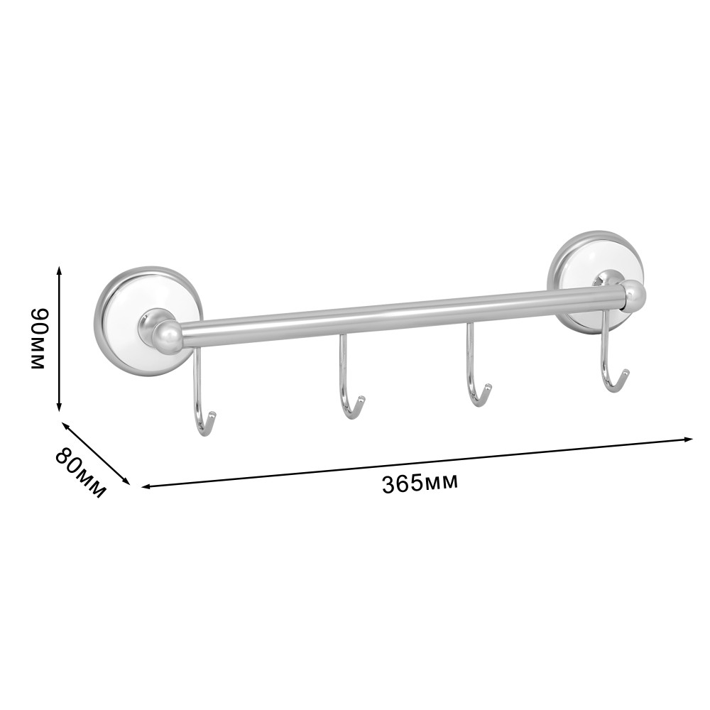 Крючок настенный Solinne Blanco B-51108-4, хром (4 крючка) - фото 4 - id-p115785462