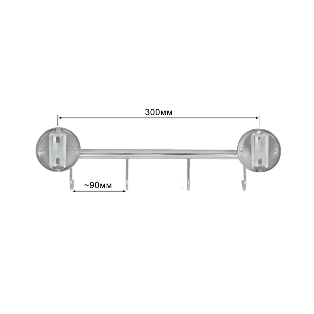 Крючок настенный Solinne Blanco B-51108-4, хром (4 крючка) - фото 6 - id-p115785462