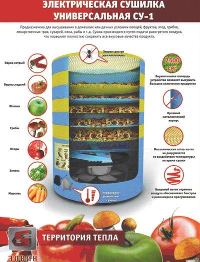 Сушилка для овощей и фруктов Элвин СУ-1 - фото 2 - id-p194256092