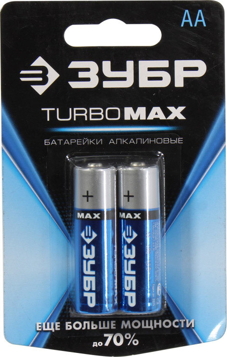 Элемент питания Зубр Turbo MAX 59206-2C Size"AA" 1.5V щелочной (alkaline) уп.2 шт - фото 1 - id-p225142329
