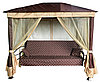 Садовые качели шатер МебельСад Сиеста (коричневый), 4-х местные, с москитной сеткой, нагрузка 380 кг, фото 3