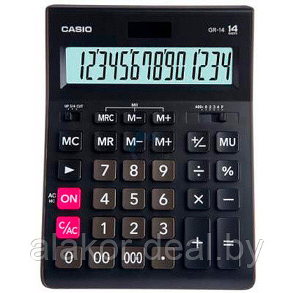 Калькулятор настольный Casio GR-14, 14 разрядный, 209 x 155 x 35 мм, черный. - фото 1 - id-p225140307