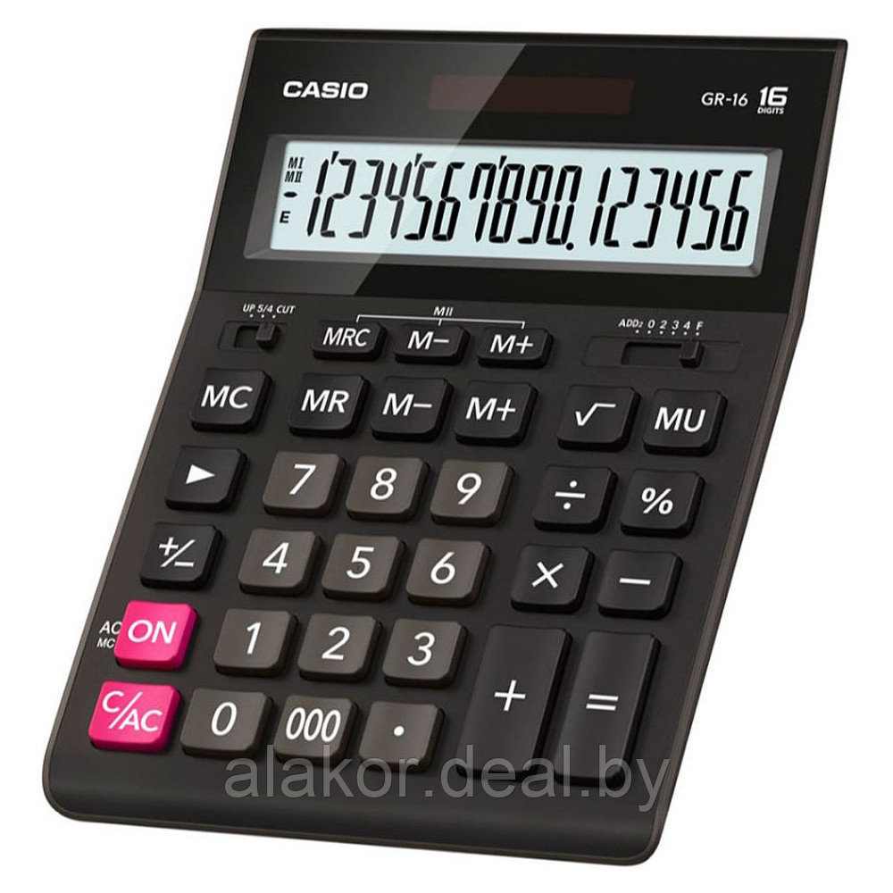 Калькулятор настольный Casio GR-16,  16 разрядный, 209x155x35 мм, черный.