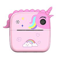 Фотоаппарат моментальной печати Единорог / Детская фотокамера с принтером Розовый