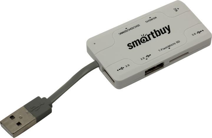 Накопитель Smartbuy SBRH-750-W USB2.0 MMC/SD/microSD/MS(/Pro/Duo/M2) Card Reader/Writer+3portUSB2.0 - фото 1 - id-p225145962